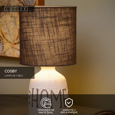 Lucide COSBY - Lampe de table - Ø 16,5 cm - 1xE14 - Blanc